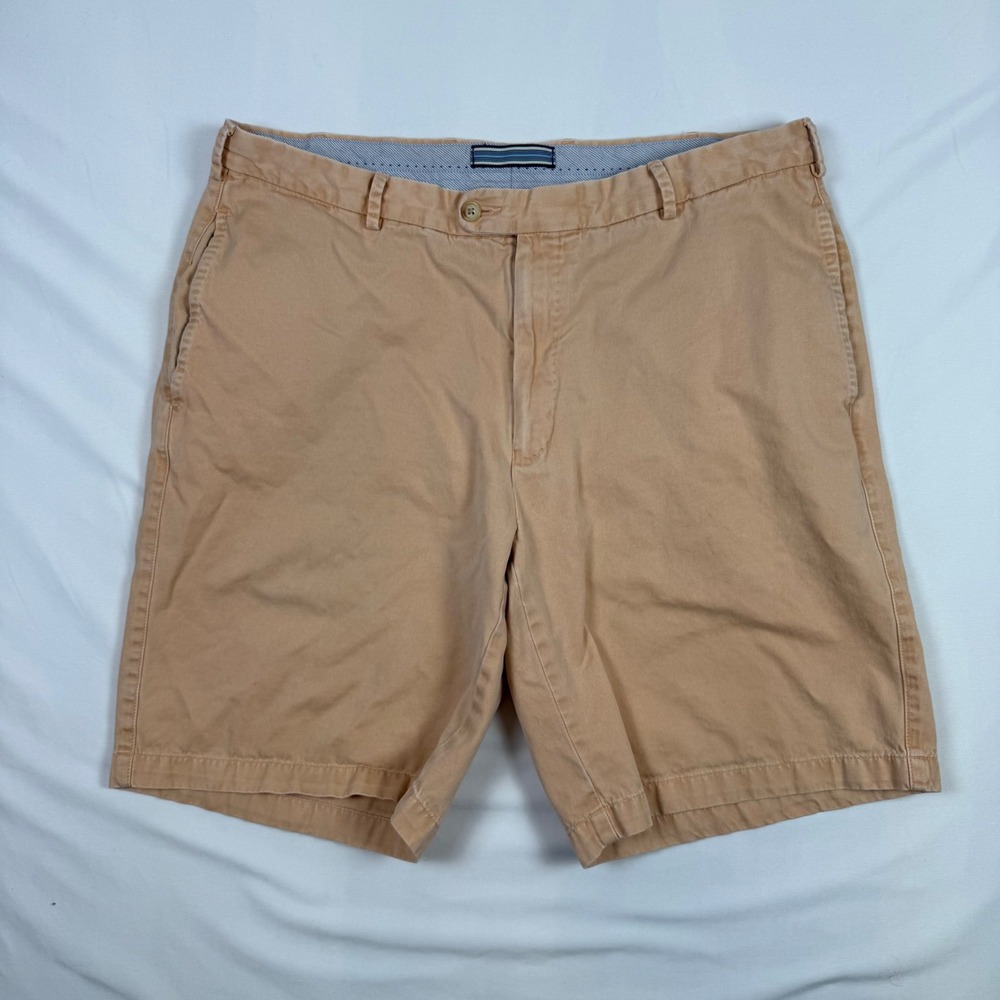 Peter Millar Mens 36 Pima Cotton Chino Shorts Peach Salmon Orange Solid READ